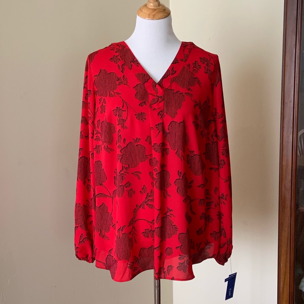 Apt. 9 patterned red blouse